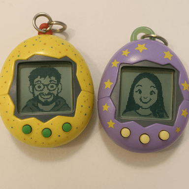 Example couple in Tamagotchi filter